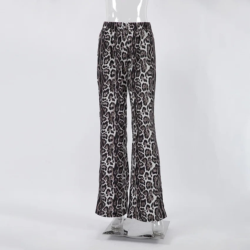 Leopard Print Trousers High Waisted Wide Leg Pants Oversized
