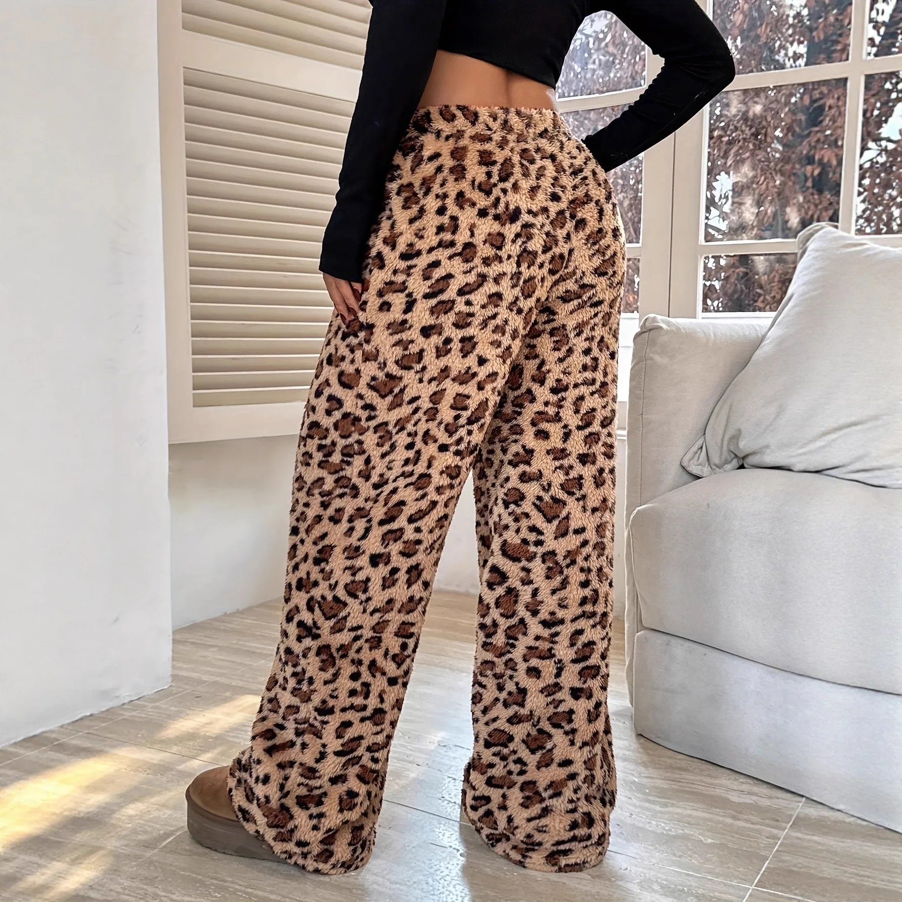 Loose Fit Leopard Pants