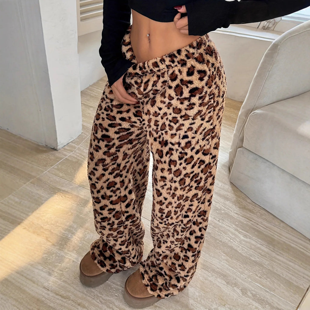 Loose Fit Leopard Pants