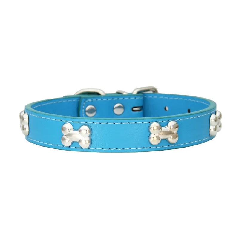 Bone Leather Durable Pet Dog Collars