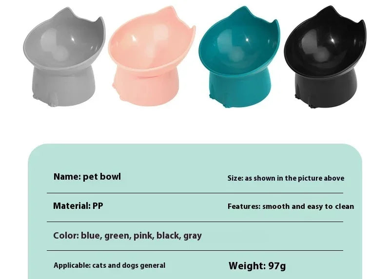 Pet Food Bowl Tilt High Bottom Neck Protector