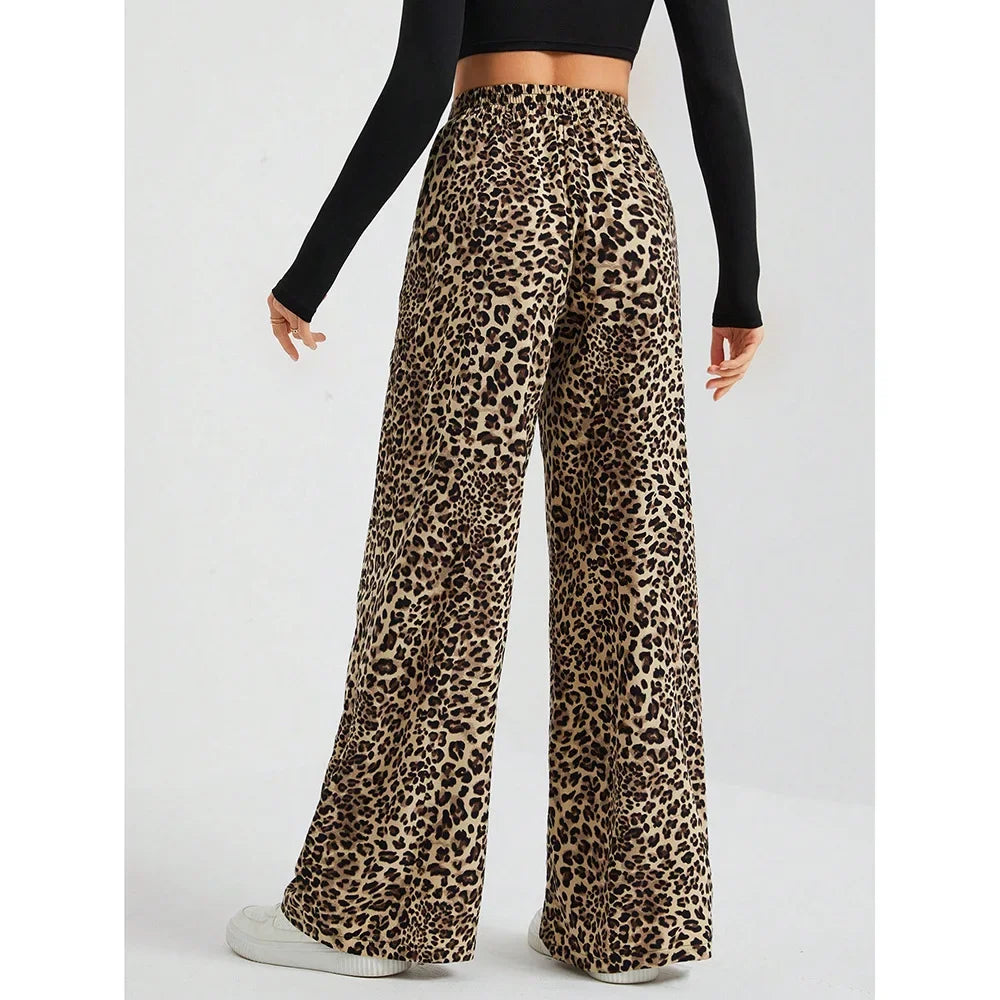 Trendy Classic Leopard Print Loose-Fit Wide-Leg