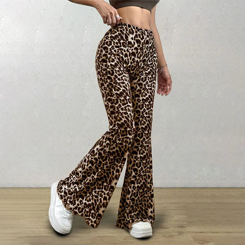 High Waist Leopard Print Flare Legging