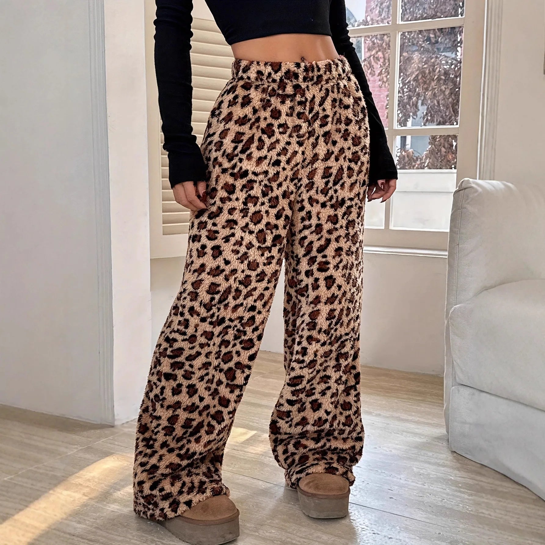 Loose Fit Leopard Pants