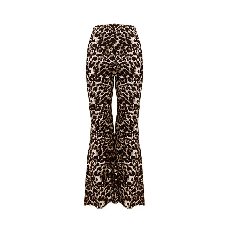 High Waist Leopard Print Flare Legging