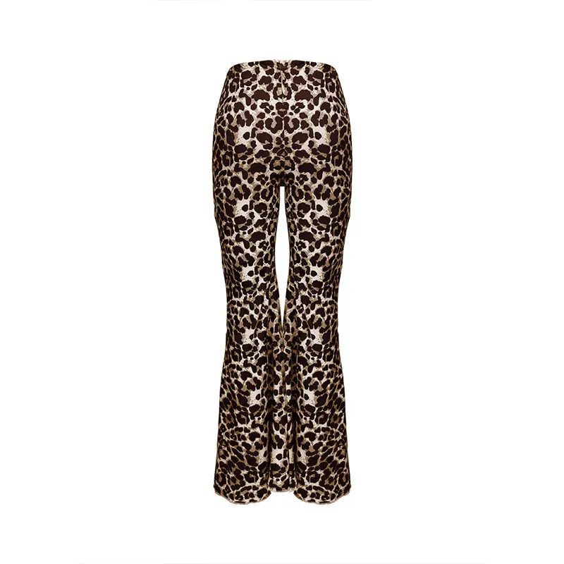High Waist Leopard Print Flare Legging