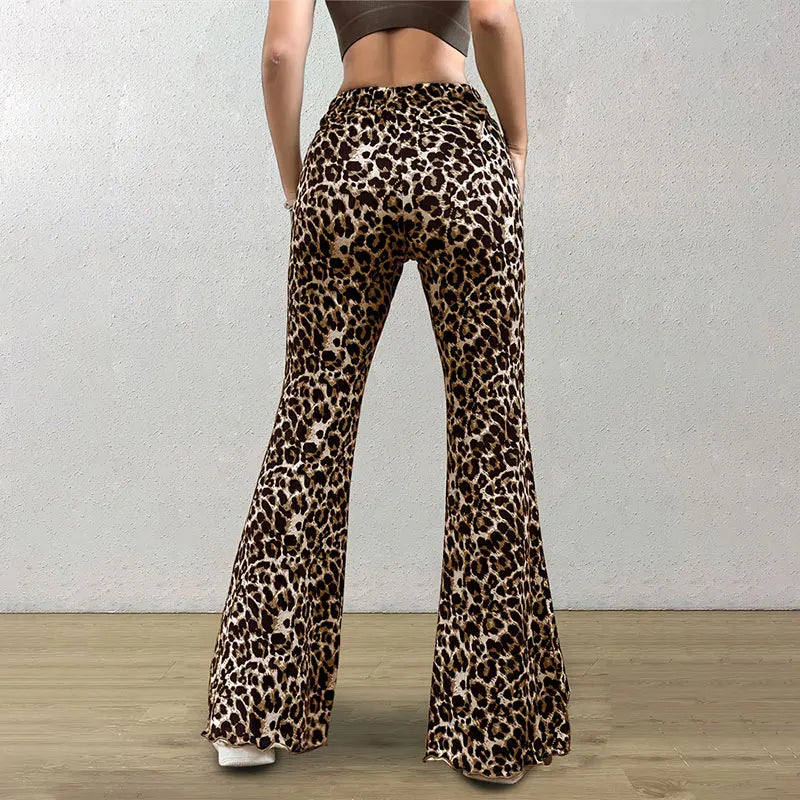 High Waist Leopard Print Flare Legging