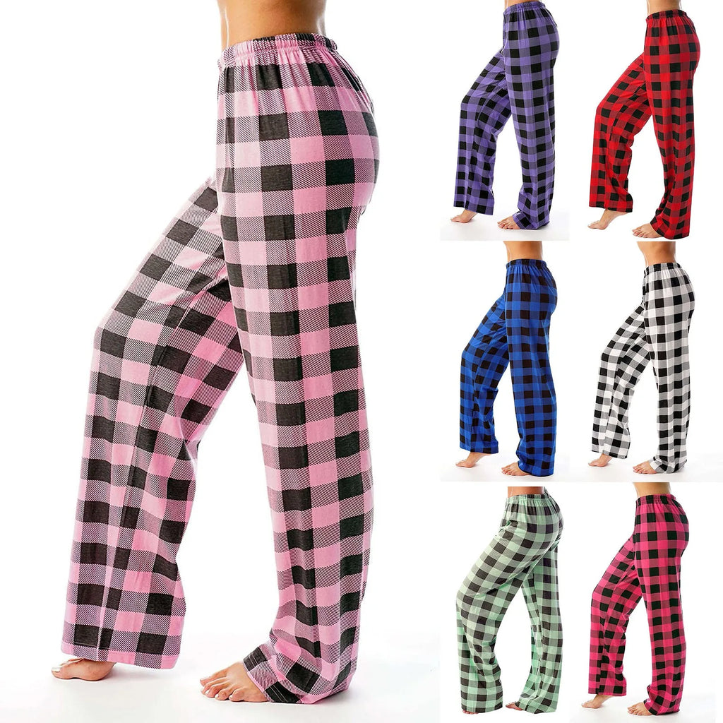 Plaid Cotton Loose Ladies Pyjama Pants